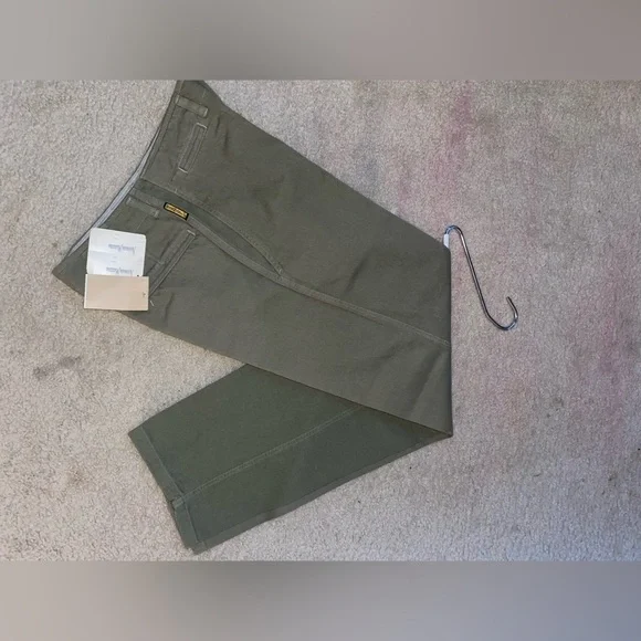 Armani Jeans Khaki Pants Mens Size 30/34 Olive Green Flat Front Casual Cotton - Picture 10 of 11